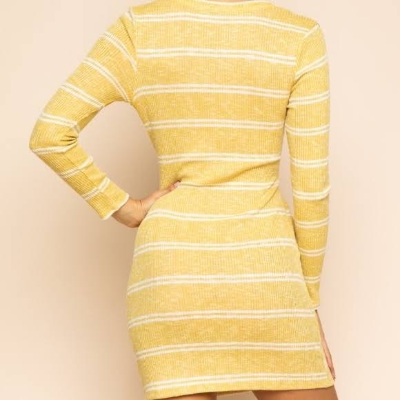 Gilli Yellow Striped Ribbed Mini Dress - Picture 9 of 9